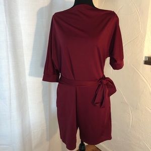 Burgundy Romper with Belt